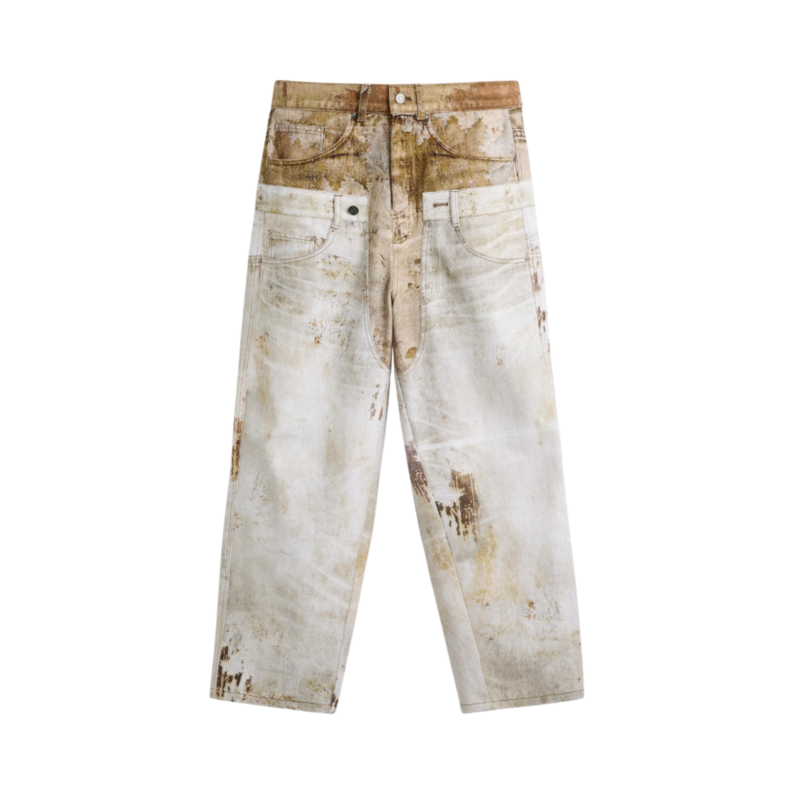 자라 x 앤더슨벨 더블 웨이스트밴드 프린티드 진 옐로우(Zara x Andersson Bell Double Waistband Printed Jeans Yellow)