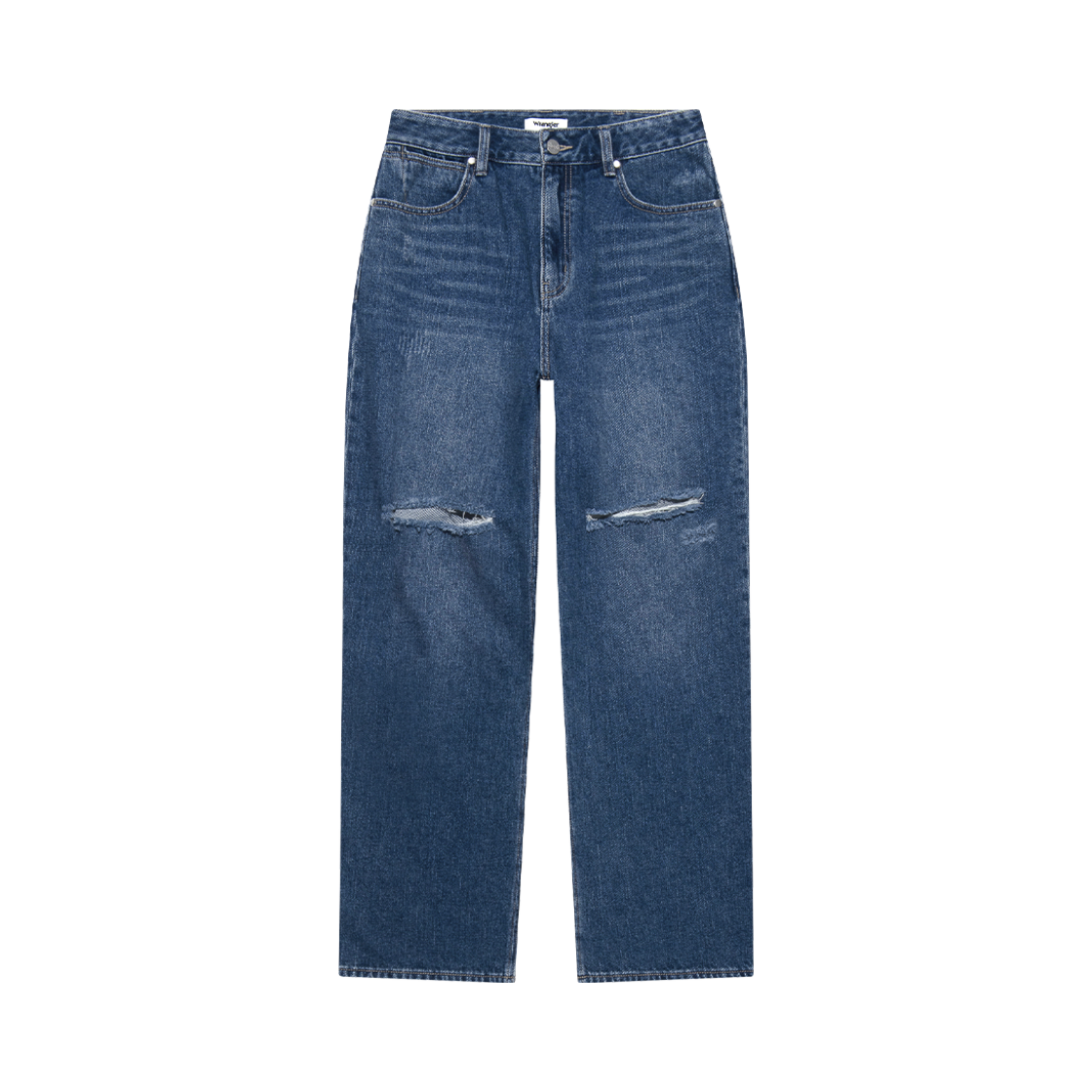 랭글러 (W) 스트레이트핏 디스트로이드 팬츠 인디고 미디움(Wrangler (W) Straight Fit Destroyed Denim Pants Indigo Medium)