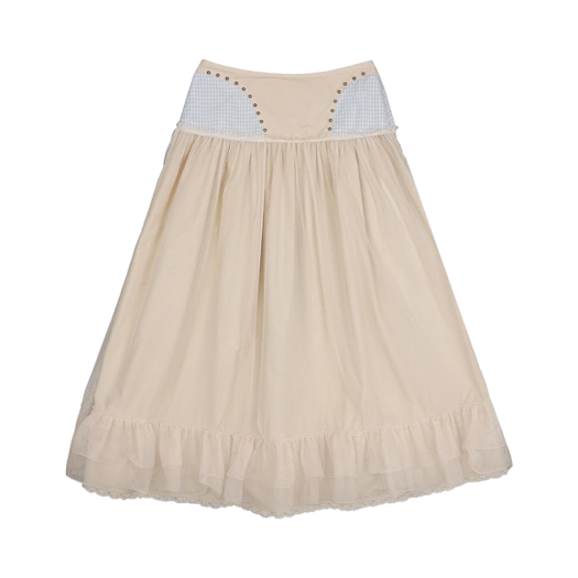 P0000DIZ [2차재입고] Dared Stud Check Tulle Skirt Ivory