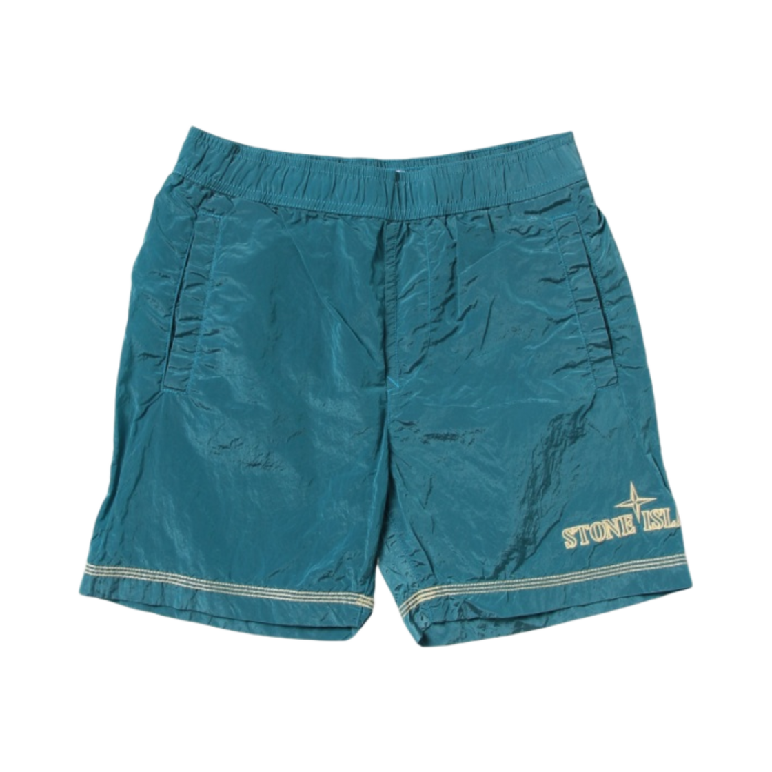 (키즈) 스톤 아일랜드 B0513 자수 로고 나일론 메탈 스위밍 트렁크 터콰이즈 - 22SS((Kids) Stone Island B0513 Embroidered Logo Nylon Metal Swimming Trunk Turquoise - 22SS) - 1