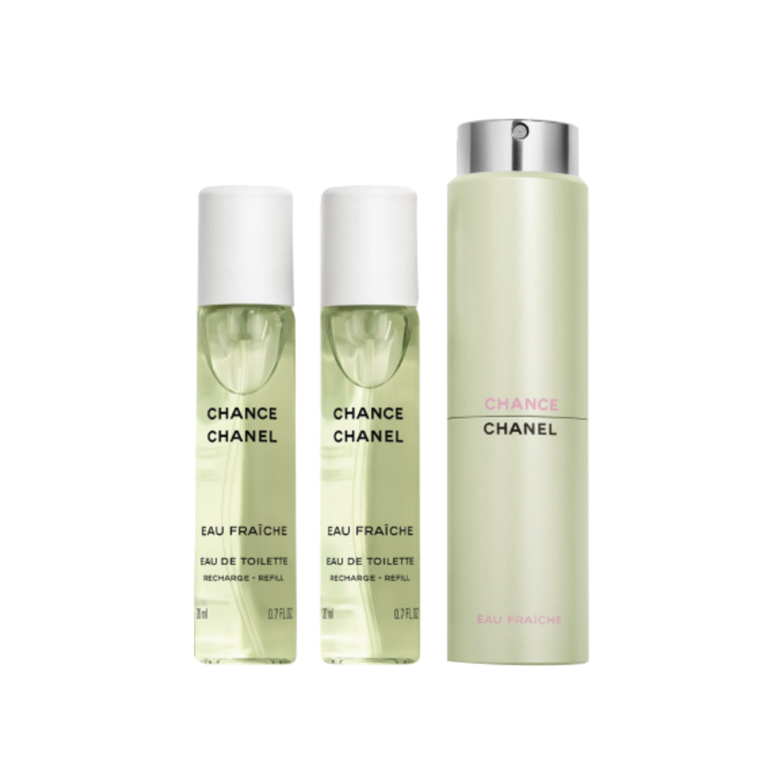 샤넬 샹스 오 후레쉬 오 드 뚜왈렛 트위스트 앤 스프레이 리필어블 보틀 3 x 20ml(Chanel Chance Eau Fraiche Eau De Toilette Twist and Spray Refillable Bottle 3 x 20ml)