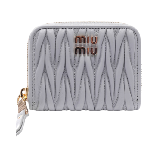 Miu Miu Matelasse Nappa Leather Coin Purse Pearl Grey