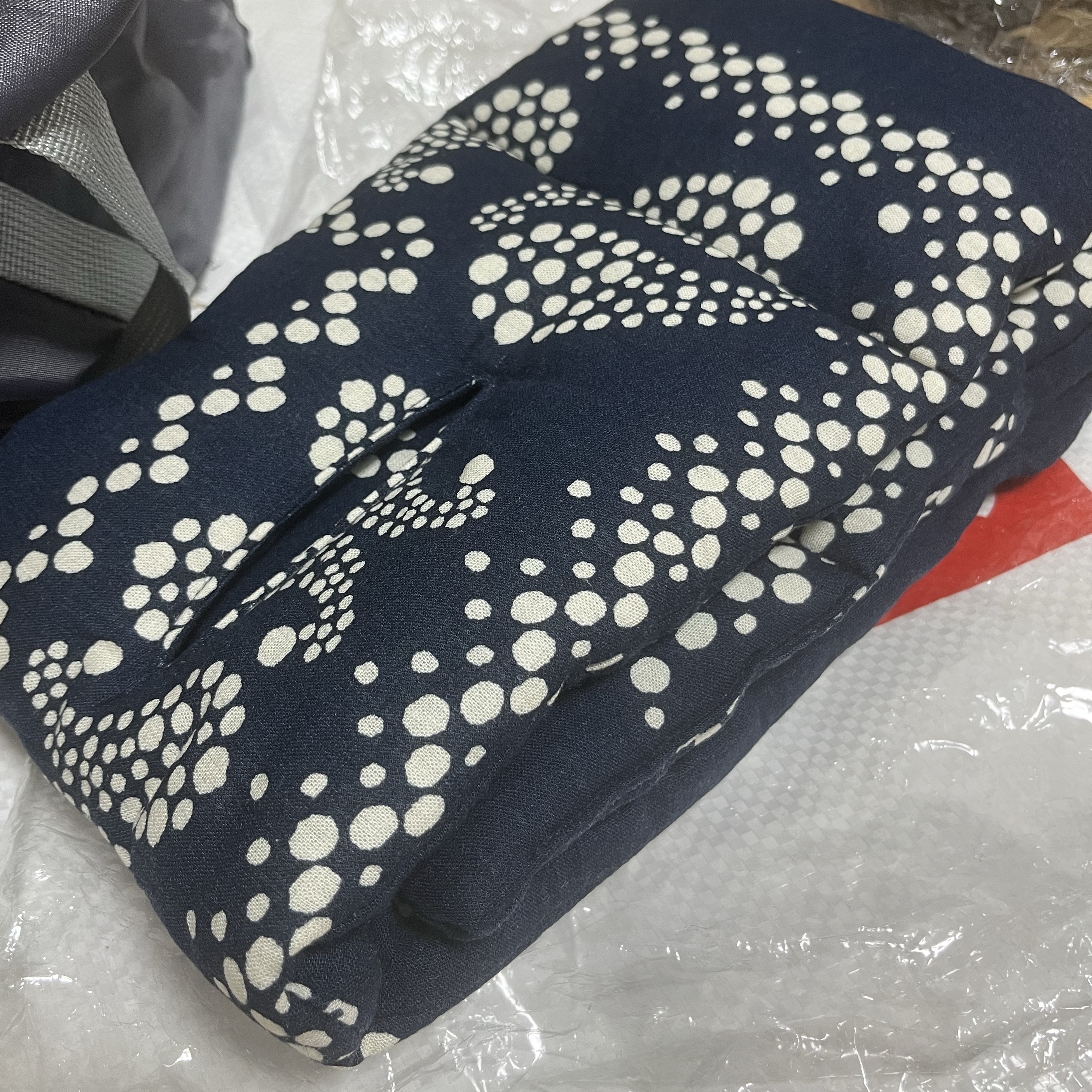 Kapital Hemp Rayon Bandana Pattern Kesa Muffler Navy 착용 스타일