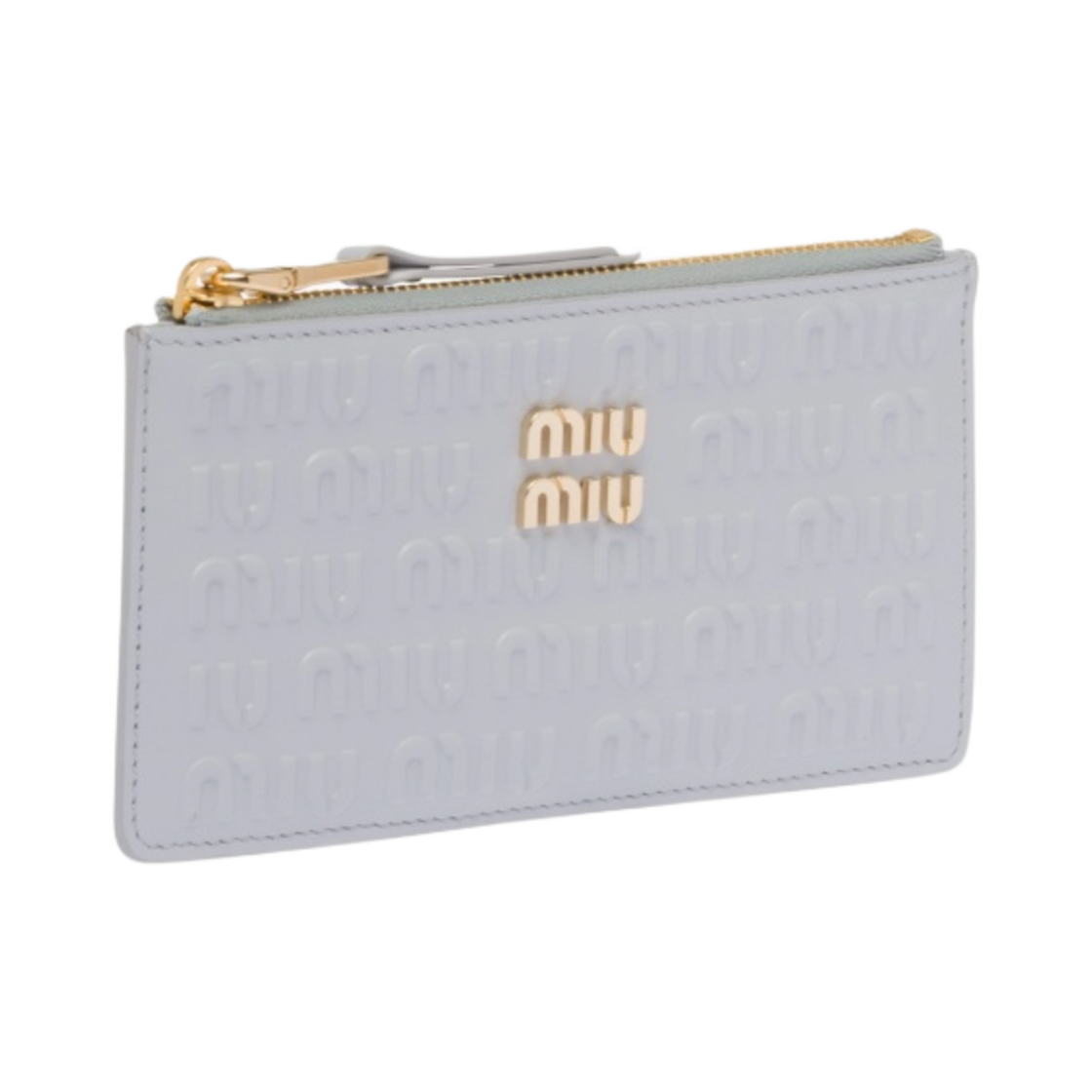 미우 미우 엠보스 레터링 로고 가죽 엔벨로프 지갑 콘플라워(Miu Miu Embossed Lettering Logo Leather Envelope Wallet Cornflower) - 2