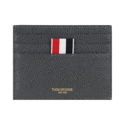 Thom Browne Pebble Grain Leather Stripe Note Compartment Card Holder Dark Grey