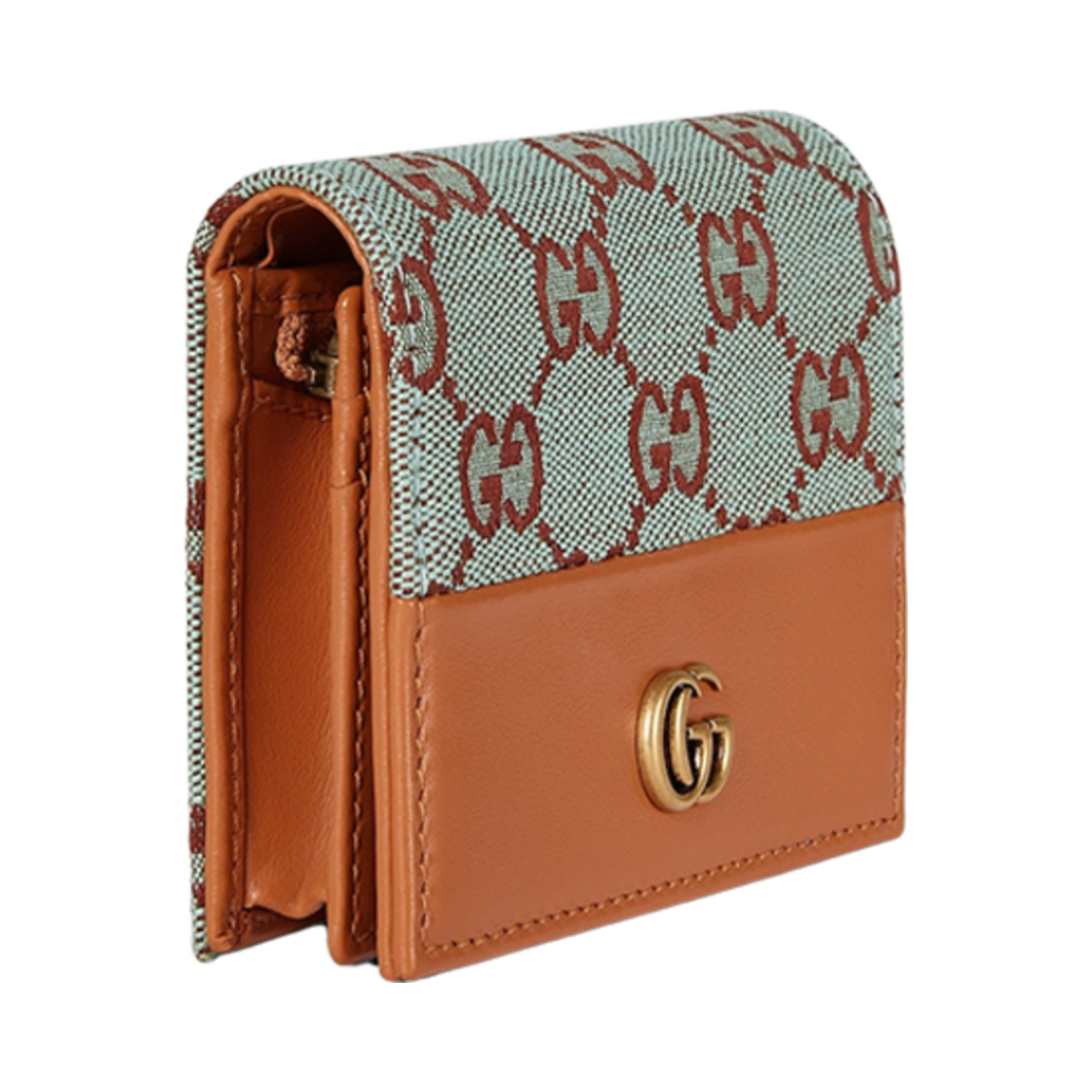 구찌 GG 바이폴드 카드 케이스 페일 블루 브라운 캔버스(Gucci GG Bifold Card Case Pale Blue Brown Canvas) - 5