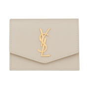 Saint Laurent Uptown Business-Card Case in Grain de Poudre Embossed Leather Blanc Vintage