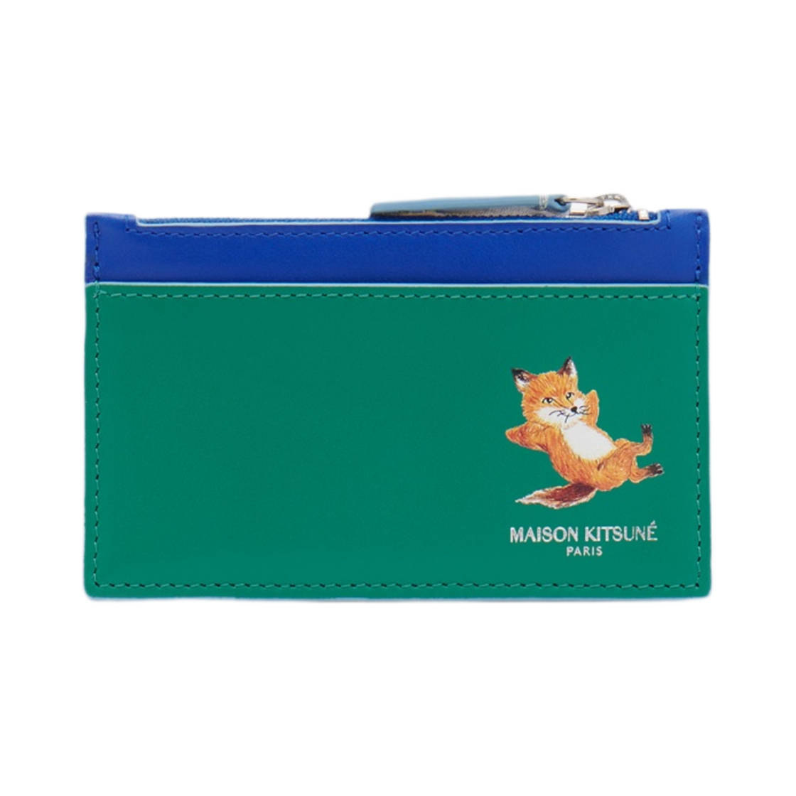 메종 키츠네 칠랙스 롱 지퍼 카드 홀더 그래스 그린(Maison Kitsune Chillax Long Zipped Card Holder Grass Green)