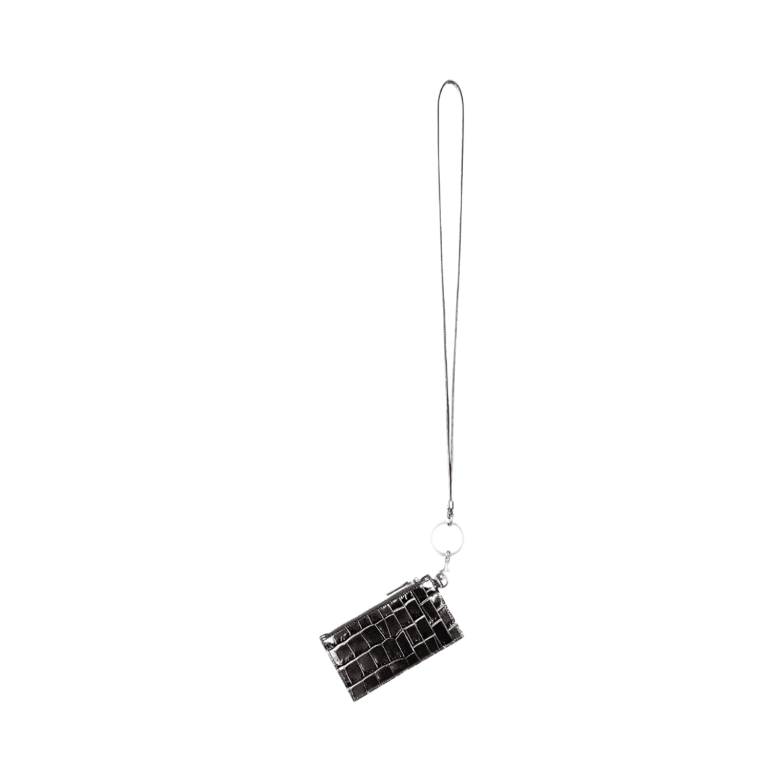 발렌시아가 캐쉬 카드 케이스 온 키링 크로커다일 엠보스 다크 그레이 화이트(Balenciaga Cash Card Case On Keyring Crocodile Embossed Dark Grey White) - 2