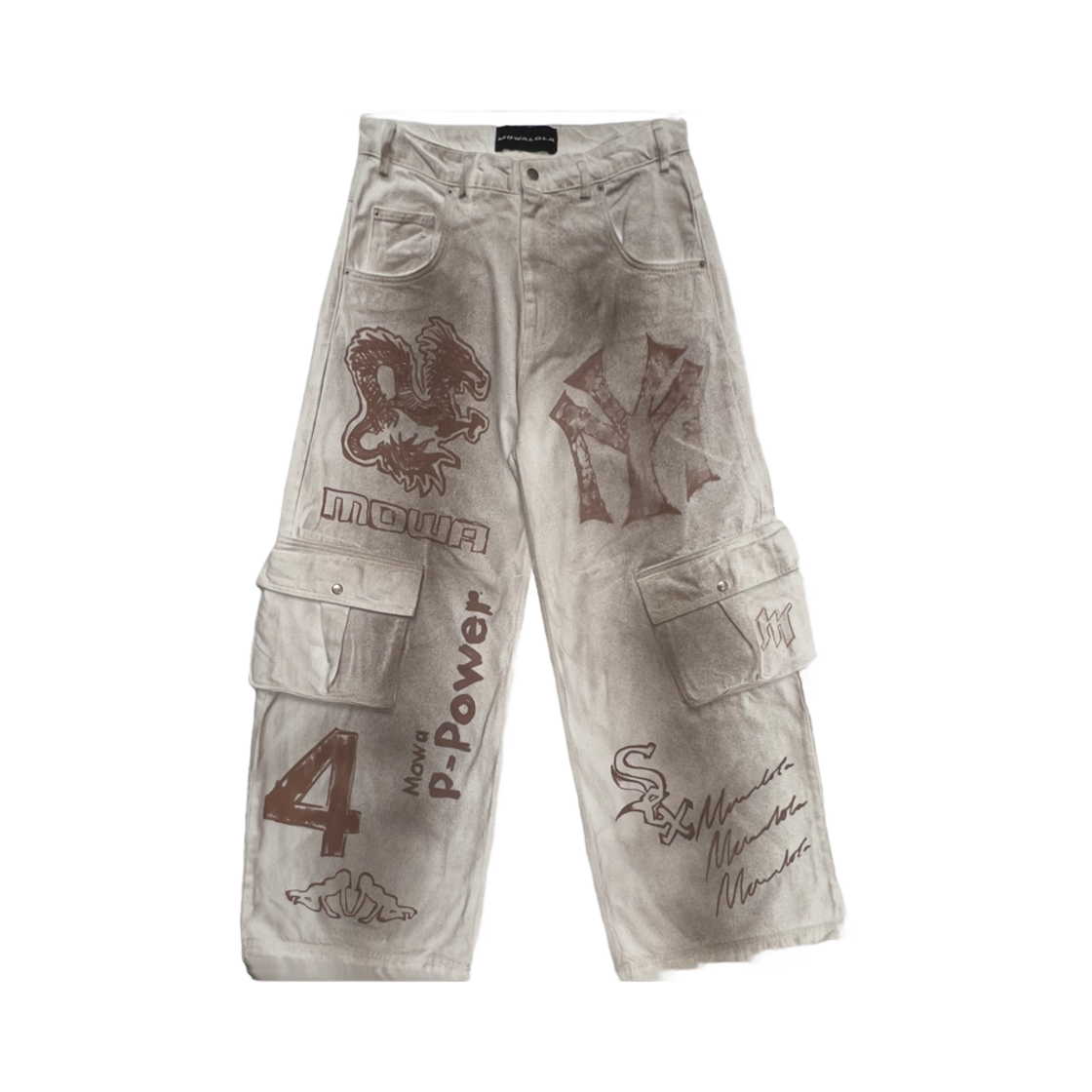 트래비스 스캇 캑터스 잭 x 모와롤라 로고 트라우저 화이트(Travis Scott Cactus Jack x Mowalola Logo Trousers White)