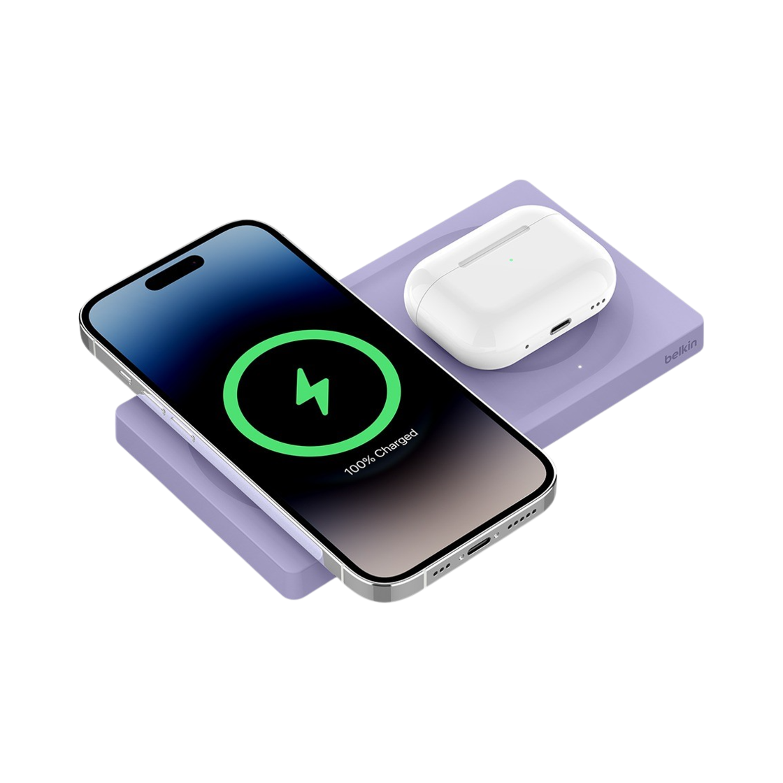 WIZ019btLV Belkin 2-in-1 MagSafe 15W Wireless Charging Pad WIZ019bt Lavender