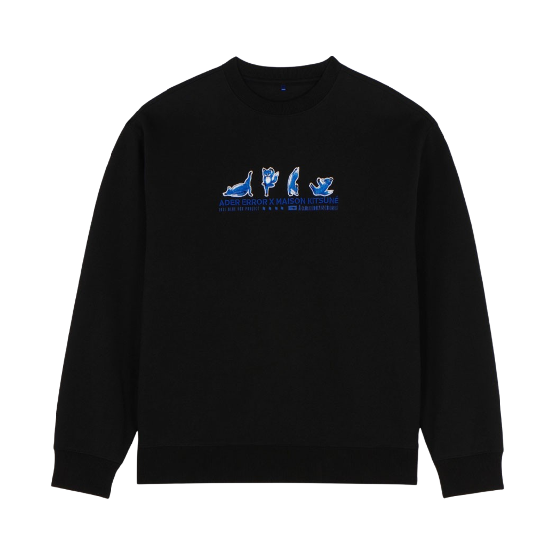 메종 키츠네 x 아더에러 요가 블루 폭스 스웨트셔츠 블랙(Maison Kitsune x Ader Error Yoga Blue Fox Sweatshirt Black)