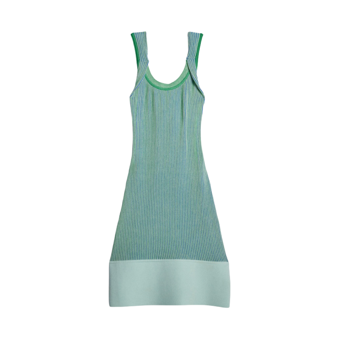 (W) 자크뮈스 라 로브 마이유 터비 립드 니트 드레스 멀티 그린((W) Jacquemus La Robe Maille Turbi Ribbed Knit Dress Multi Green) - 1