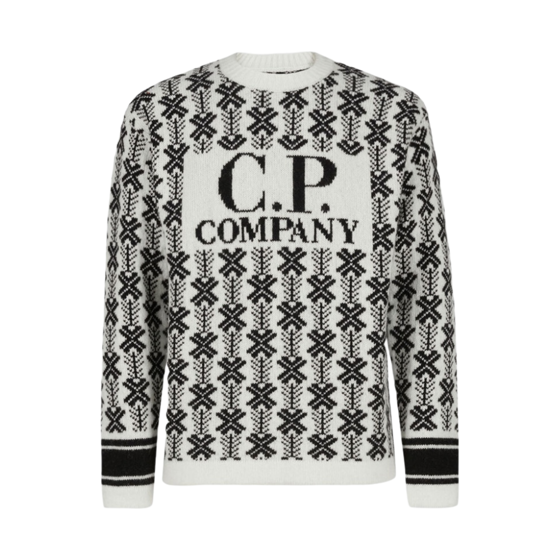 15CMKN234A006633JV01 C.P. Company Wool Jacquard Logo Knit White - 23FW