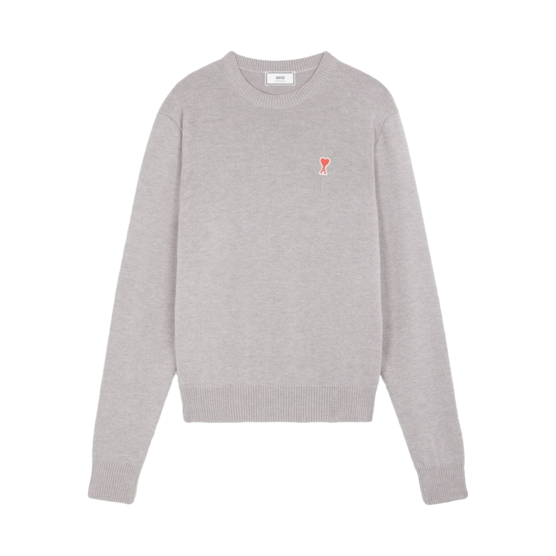 아미 스몰 하트 로고 크루넥 스웨터 헤더 그레이