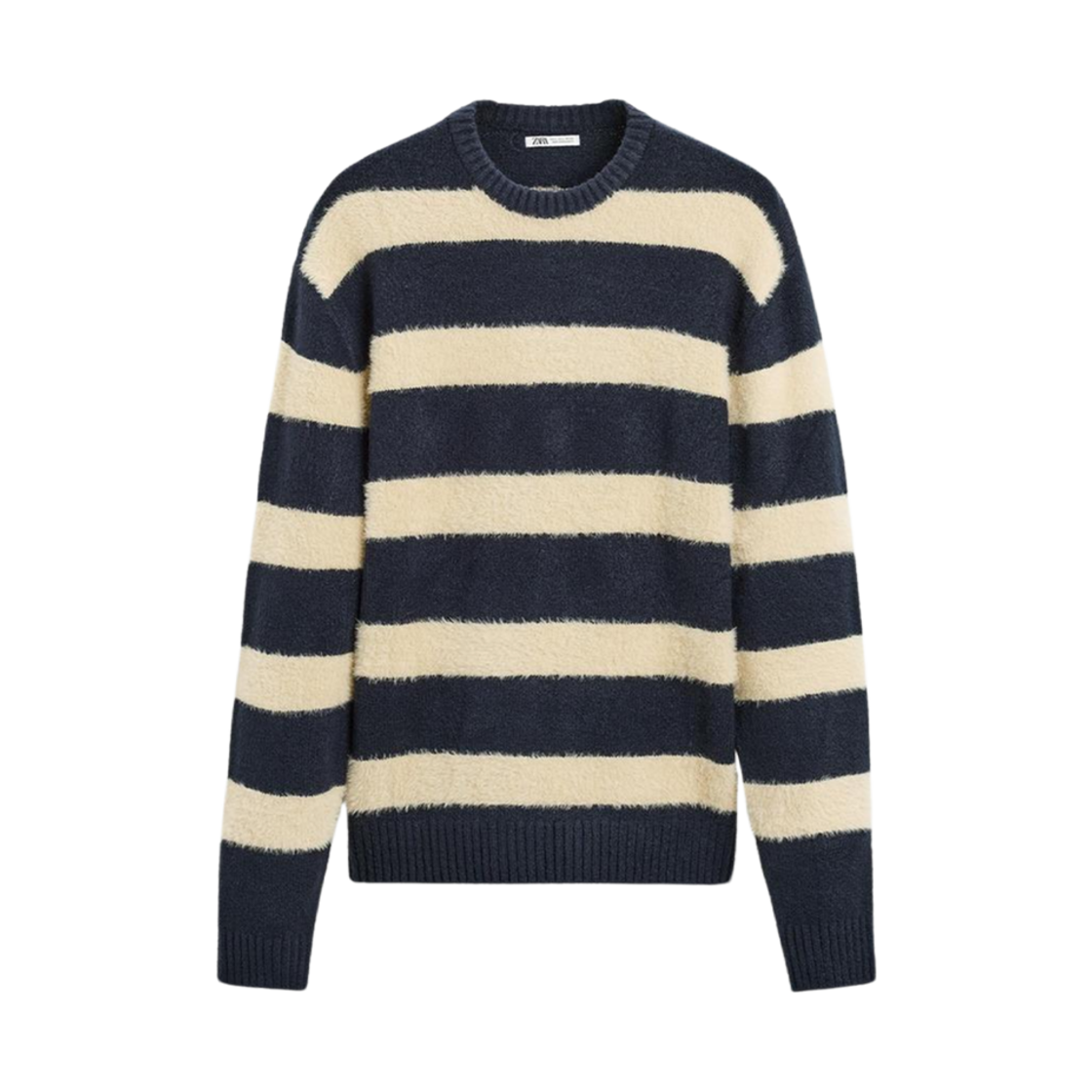 자라 텍스쳐드 스트라이프 스웨터 네이비 블루(Zara Textured Striped Sweater Navy Blue)