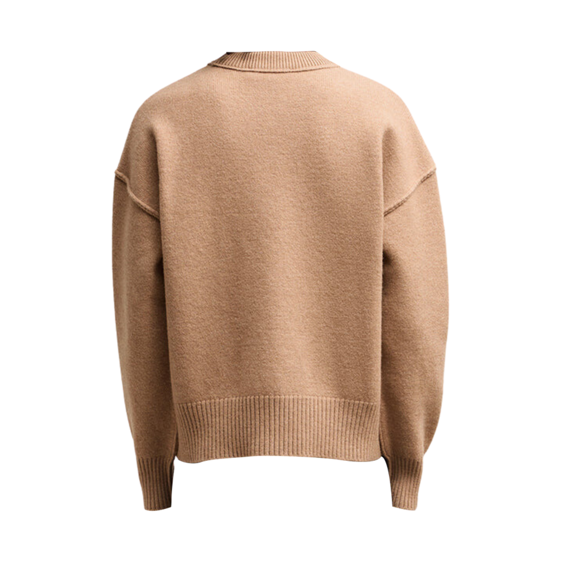 아미 빅 하트 로고 펠트 메리노 울 스웨터 카멜 레드(AMI de Coeur Felted Merino Wool Sweater Camel Red) - 2