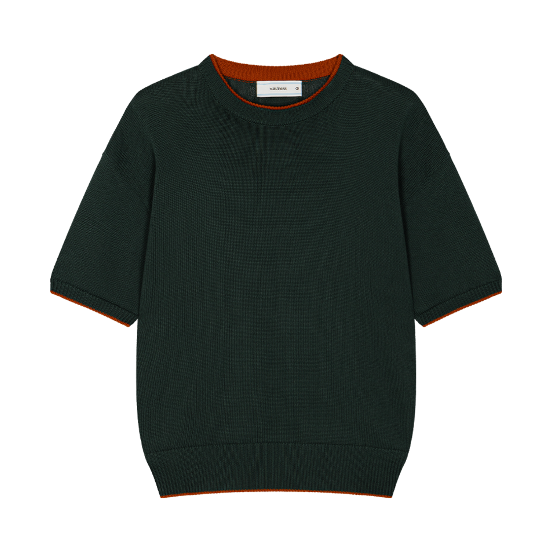 Waviness25213 Waviness Drift Round-Neck Half Knit Green Orange