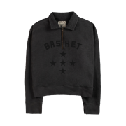 Basketcase Spellout Quarter Zip Vintage Black - 24FW