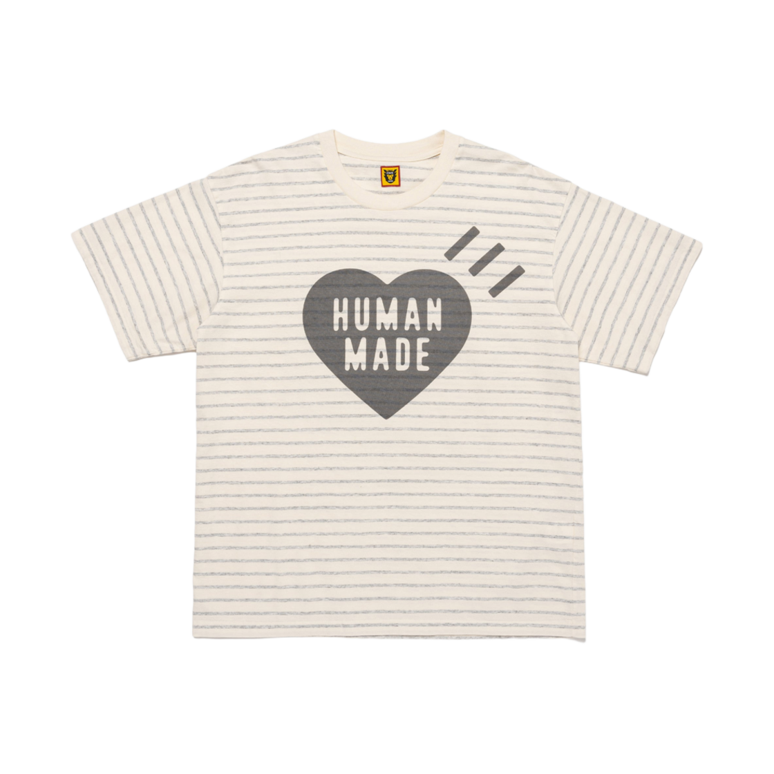 휴먼 메이드 스트라이프 하트 티셔츠 그레이(Human Made Striped Heart T-Shirt Gray) - 1