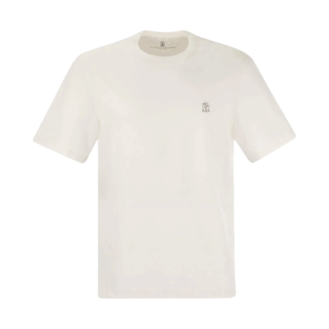브루넬로 쿠치넬리 슬림핏 코튼 저지 로고 크루넥 티셔츠 오프 화이트 그레이(Brunello Cucinelli Slim Fit Cotton Jersey Logo Crewneck T-Shirt Off White Grey) - 1