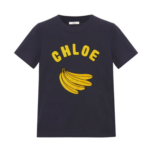 CH25SJH08187405 (W) Chloe Baby Fit Logo T-Shirt in Cotton Jersey Twilight Blue