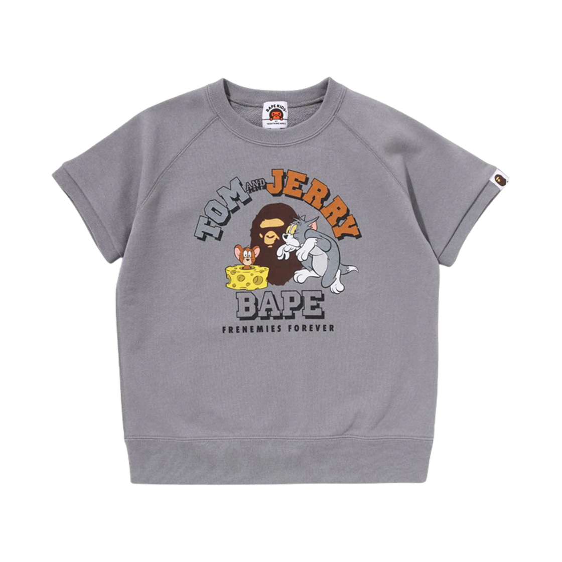 (키즈) 베이프 x 톰과 제리 85주년 릴렉스드 핏 스웨트 티셔츠 그레이((Kids) BAPE x Tom & Jerry 85th Anniversary Relaxed Fit Sweat T-Shirt Grey)
