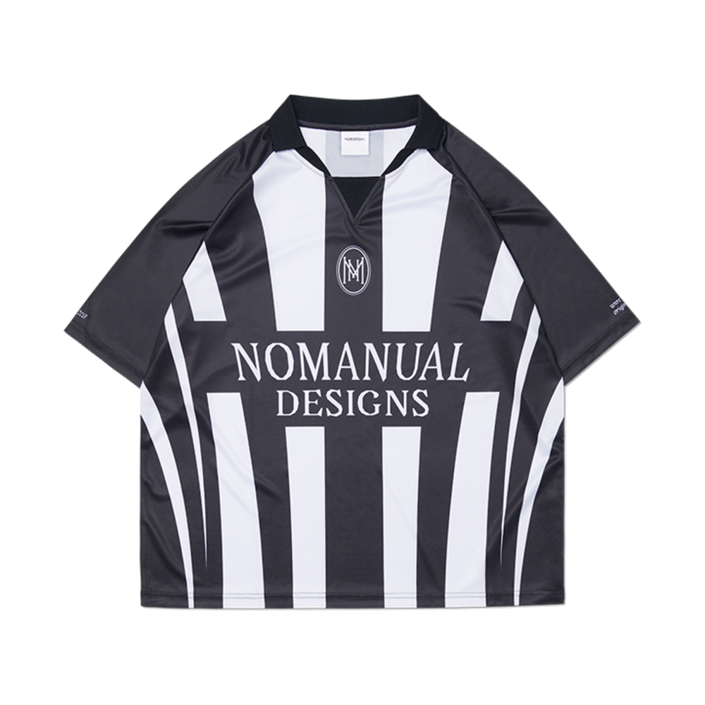 NMSS52TS23WHT NOMANUAL Stripe Football Shirt White