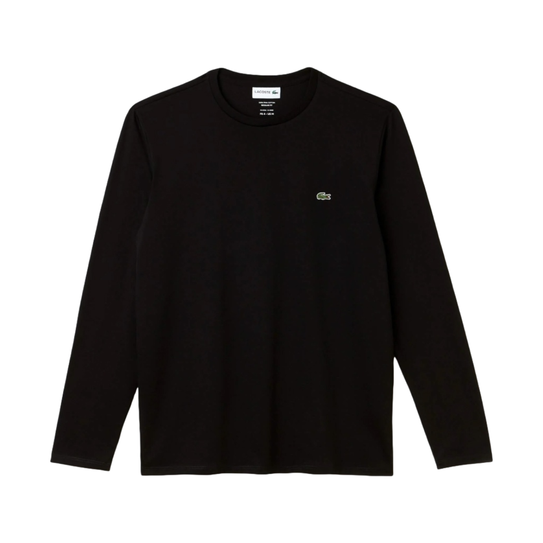 TH6712-51-031 Lacoste Crew Neck Pima Cotton Jersey Long Sleeve T-Shirt Black