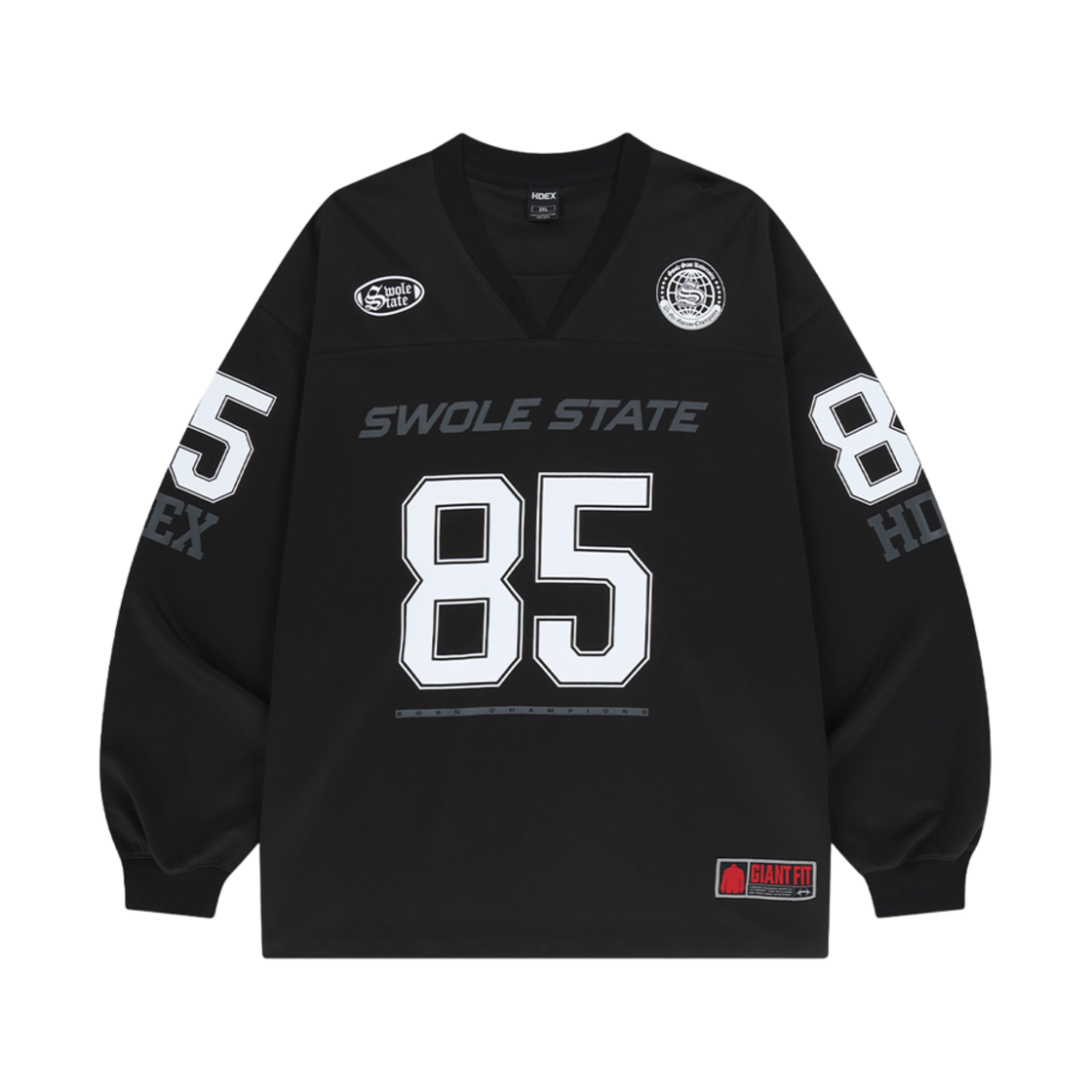 에이치덱스 자이언트핏 럭비 저지 롱 슬리브 블랙(HDEX Giant Fit Rugby Jersey Long Sleeves Black)