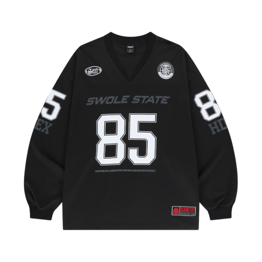H243MLGTL010BK HDEX Giant Fit Rugby Jersey Long Sleeves Black