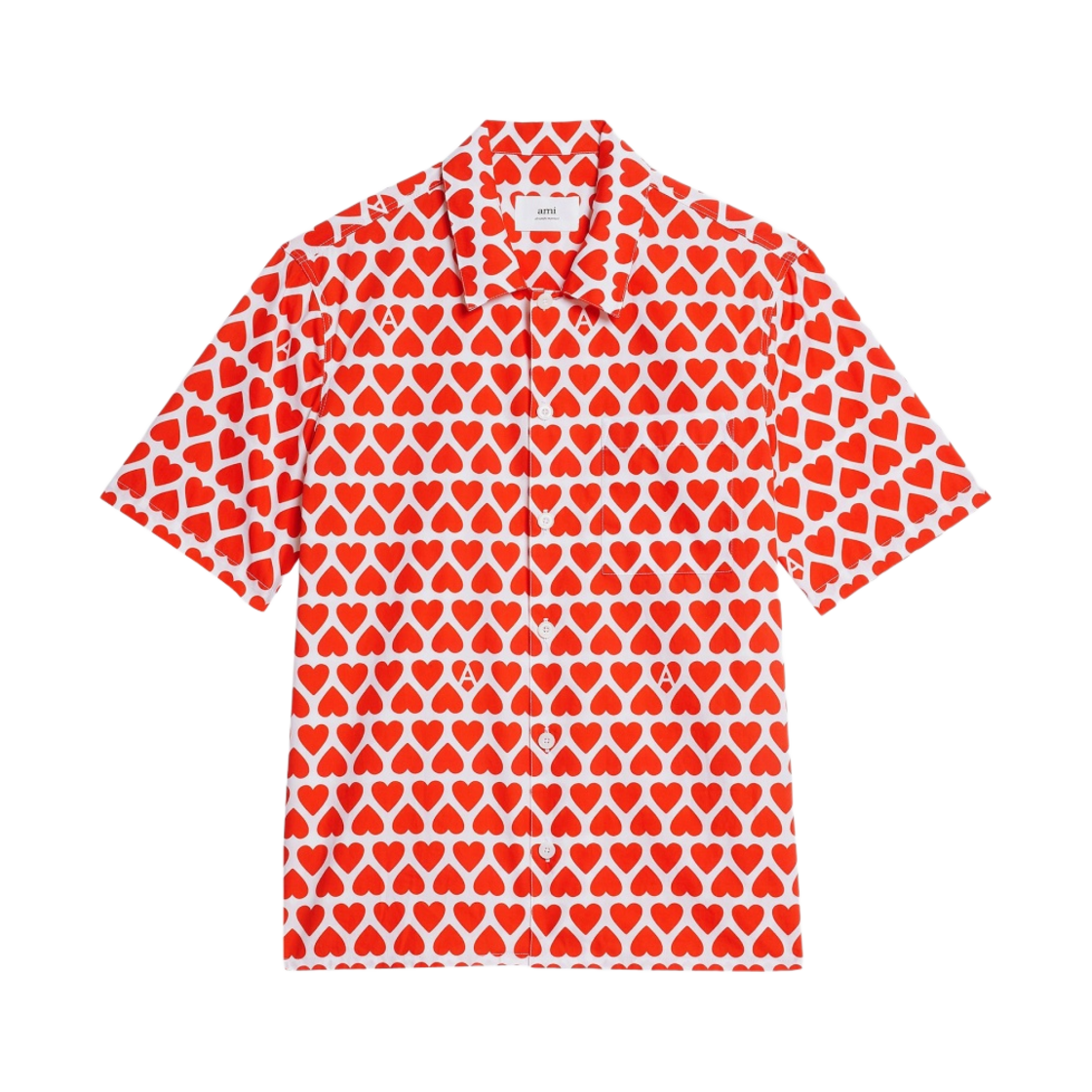 아미 캠프 칼라 셔츠 스칼렛 레드 내츄럴 화이트(AMI Camp Collar Shirt Scarlet Red Natural White) - 1