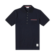 Thom Browne RWB Pocket Trim Pique Polo Shirt Navy