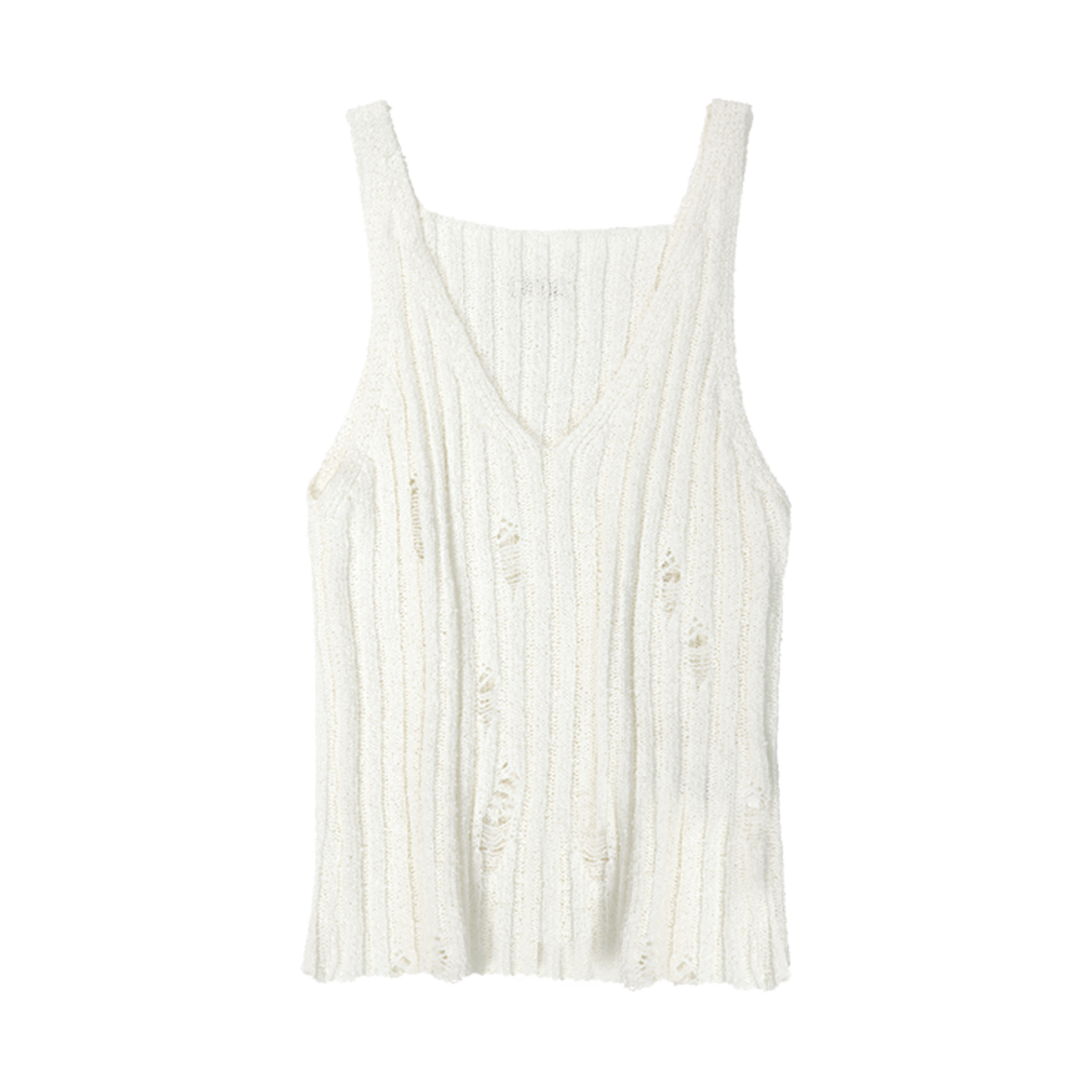 Bask Sleeveless Ivory Flatwave in Seoul Bask Damaged Sleeveless Ivory