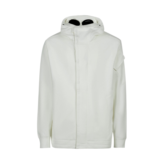 C.P. Company Diagonal Raised Fleece Goggle Zipped Hoodie Gauze White - 22FW
