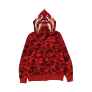 BAPE Color Camo Double Shark Full Zip Hoodie Bright Red
