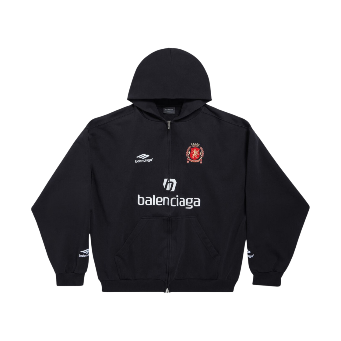발렌시아가 사커 시리즈 파리 사커 미디움 핏 집업 후드 블랙(Balenciaga Soccer Series Paris Soccer Zip-Up Medium Fit Hoodie Black)