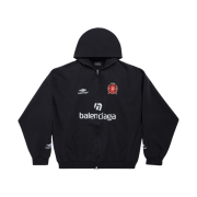 Balenciaga Soccer Series Paris Soccer Zip-Up Medium Fit Hoodie Black