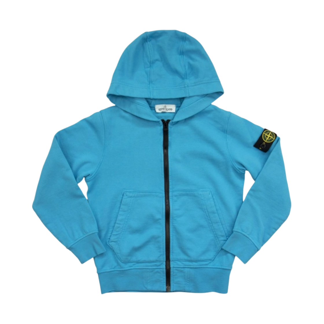 (키즈) 스톤 아일랜드 60740 코튼 플리스 풀 집업 후드 스웨트셔츠 터콰이즈 - 22SS((Kids) Stone Island Cotton Fleece Full Zip Hooded Sweatshirt Turquoise - 22SS) - 1