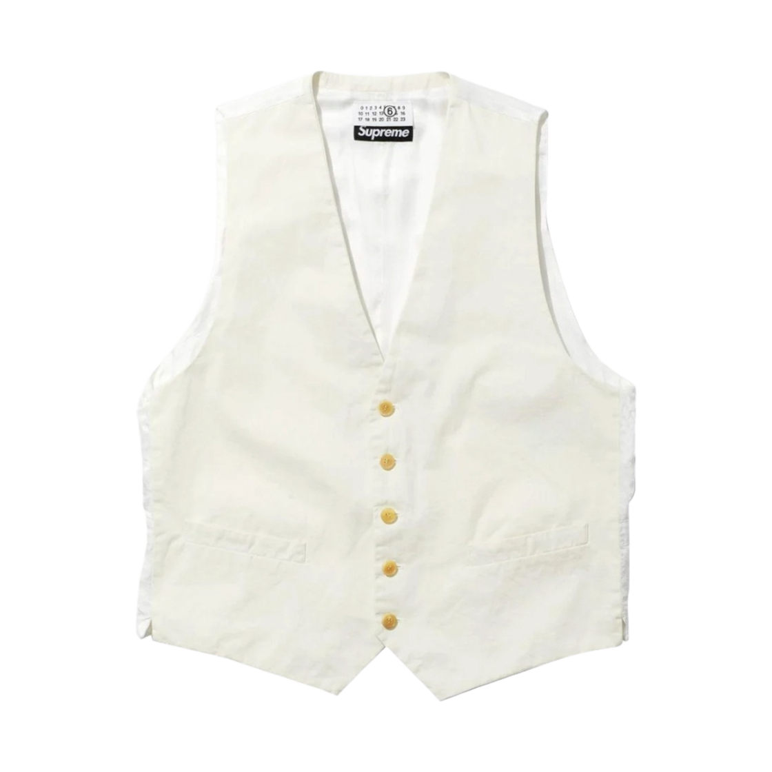슈프림 x MM6 메종 마르지엘라 워시드 코튼 수트 베스트 크림 - 24SS