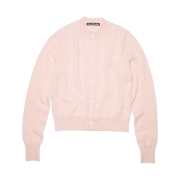 (W) Acne Studios Keva Face Crewneck Cardigan Faded Pink Melange