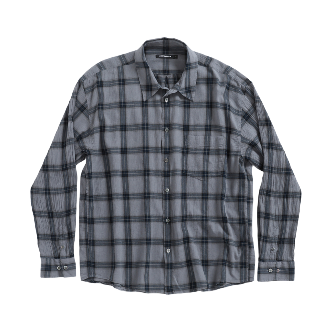 해칭룸 클래식 셔츠 오버 다이드 체크 블루 그레이