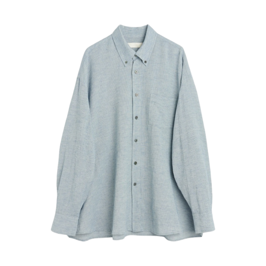 M2232BMB Our Legacy Borrowed BD Shirt Burlington Seersucker Mid Blue