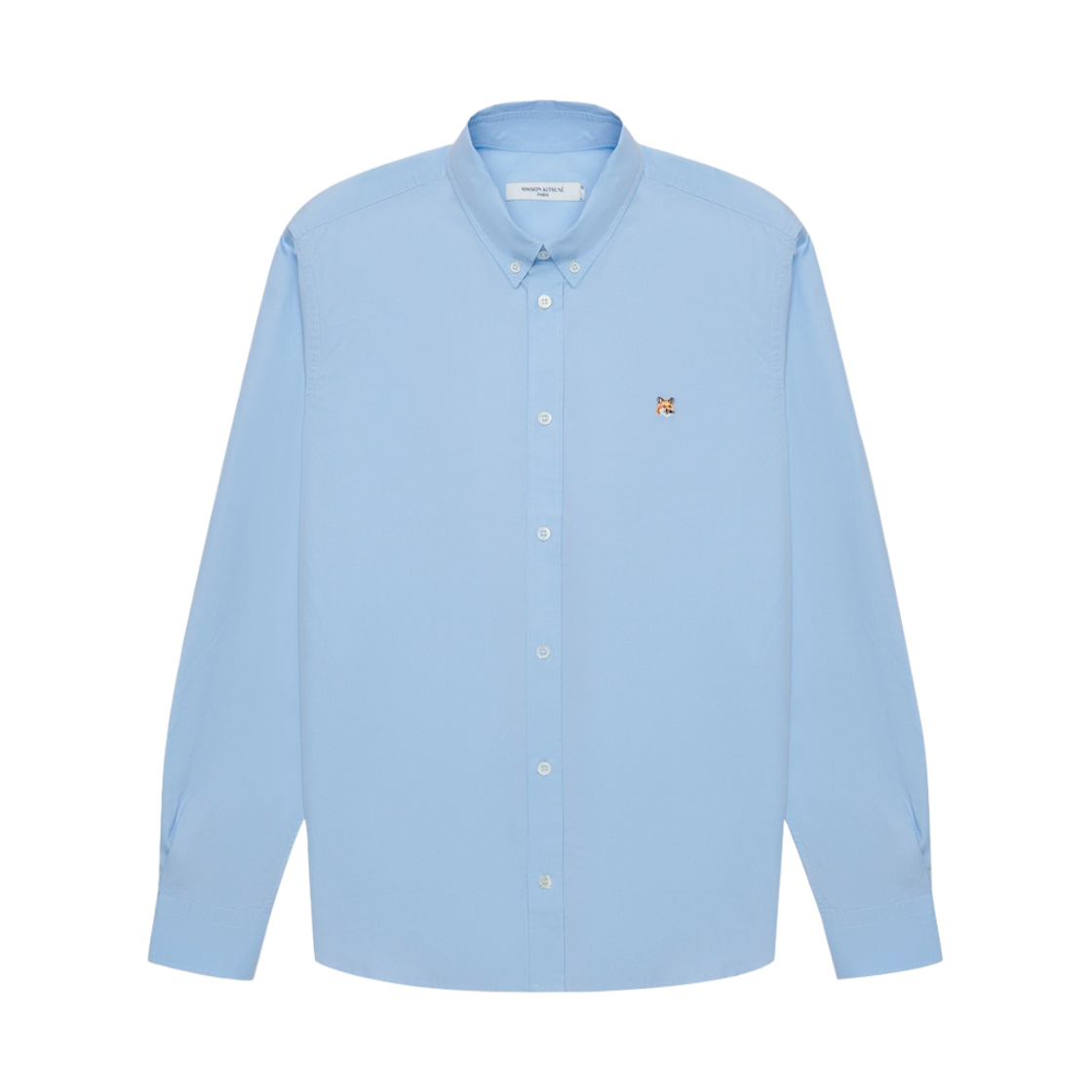 HM00435WC0025-P410 Maison Kitsune Fox Head Embroidery Classic Shirt Light Blue