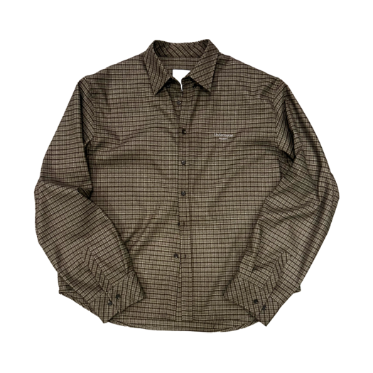 UMCM81BR Undermycar Mu.81 Anti Fxxking Logo Play Basic Long Sleeve Flannel Shirts Brown