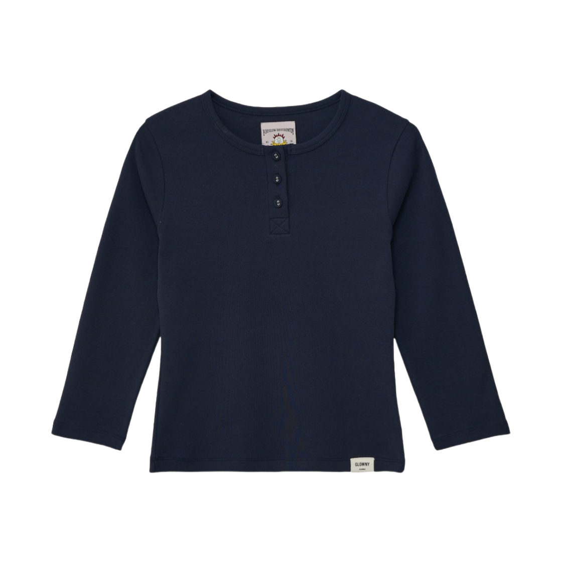 (W) 글로니 3/4 버튼 플라이 티셔츠 네이비((W) Glowny 3/4 Button Fly T-Shirt Navy) - 1