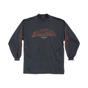 Balenciaga Offshore Long Sleeve Oversized T-Shirt Black Faded