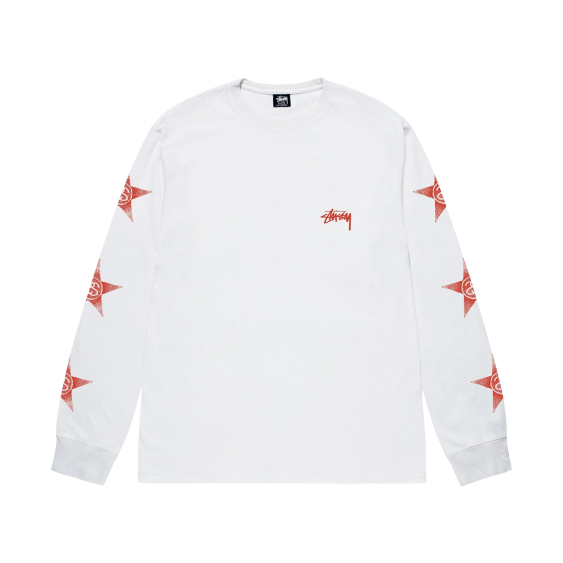 스투시 스타 롱슬리브 티셔츠 화이트(Stussy Stars LS T-Shirt White)