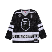 BAPE x Mitchell & Ness NHL Los Angeles Kings Mesh Hockey Jersey Long Sleeve T-Shirt Black