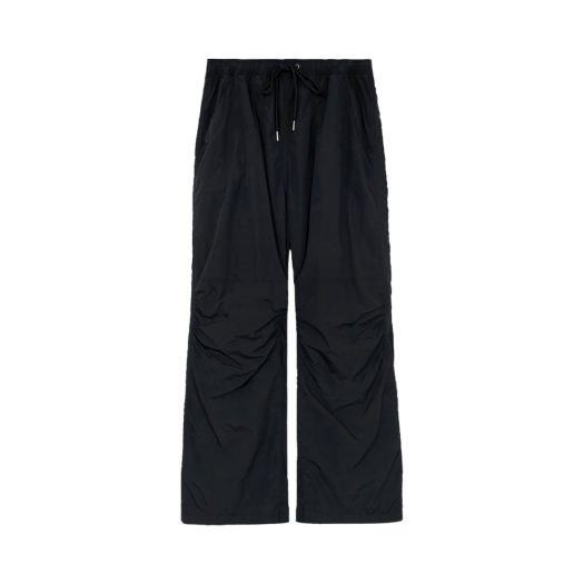 HM5TPT7901B0 Polyteru Human Index Unisex Nylon Shirring Flared Pants Black